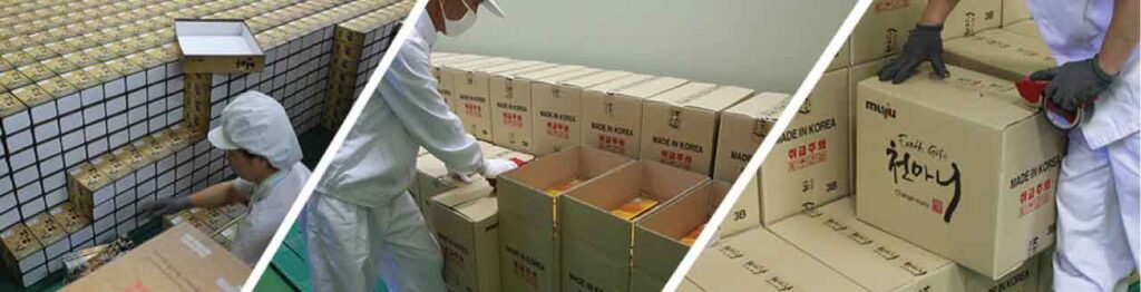 quy trình đóng gói sản phẩm thiên ma hàn quốc tại nhà máy chunmani