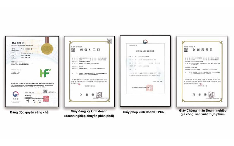 giấy chứng nhận chất lượng sản phẩm cho khớp strong joint hàn quốc